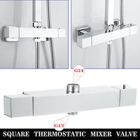 AICA Colonne doccia termostatiche, miscelatore doccia con rubinetto quadrato, cromo