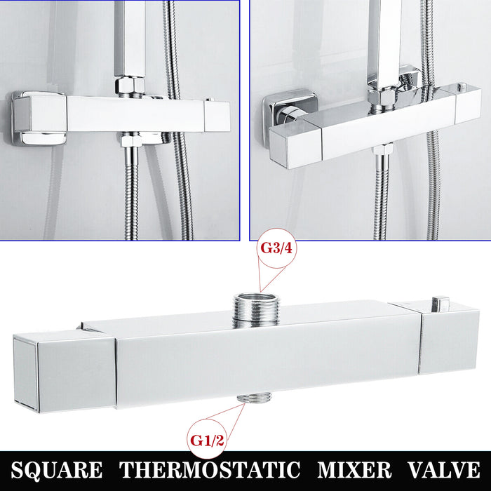 AICA Colonne doccia termostatiche, miscelatore doccia con rubinetto quadrato, cromo