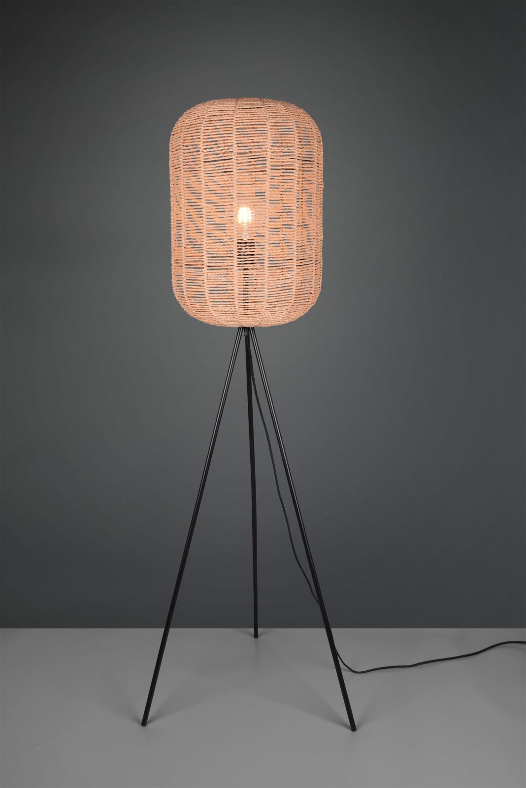 RUNA PIANTANA DIFFUSORE GRANDE METALLO NERO E CORDA D.35CM H. 150CM 1 LUCE ATTACCO E27