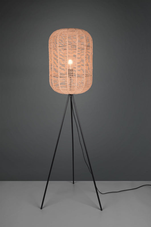 RUNA PIANTANA DIFFUSORE GRANDE METALLO NERO E CORDA D.35CM H. 150CM 1 LUCE ATTACCO E27