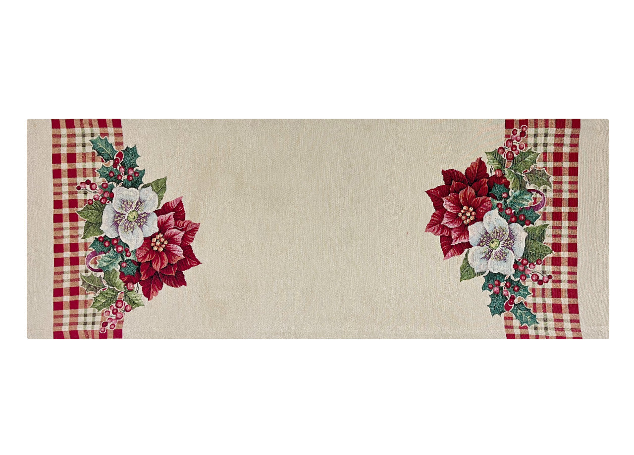 Tovaglia Natale Centrino Runner Centrotavola Natalizio Gobelin Stella Tartan - 40x100 - Stella Tartan