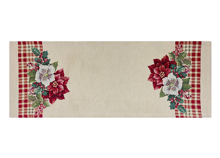 Tovaglia Natale Centrino Runner Centrotavola Natalizio Gobelin Stella Tartan - 40x100 - Stella Tartan