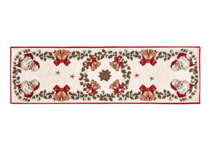 Tovaglia Centrino Runner Tavolo Fantasie Natalizie Centrotavola Cinigliato Made Italy - 40x180 - Babbo Natale