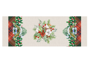 Tovaglia Natale Digitale Centrotavola Runner Natalizio 100% Cotone Babbo Tartan SV - 50x150 - Babbo Tartan