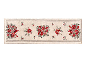 Tovaglia Centrino Runner Tavolo Fantasie Natalizie Centrotavola Cinigliato Made Italy - 40x130 - Bouquet Candela