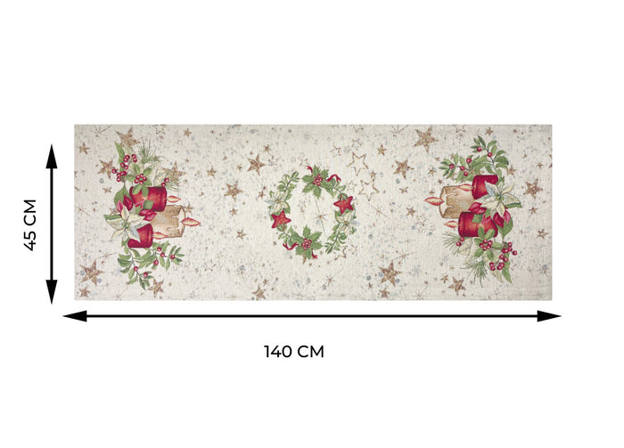 Tovaglia Natale Centrino Runner Centrotavola Natalizio Gobelin Candela New 1270 - 45x140 - Candela New