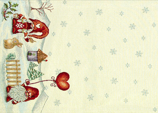 Tovaglia Natale Centrino Runner Tavolo Centrotavola Gnomo Fiocco Neve 744 - 40x100 - Gnomo Fiocco Neve