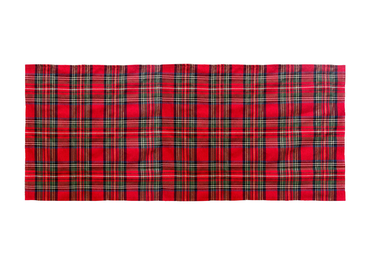 Tovaglia Cucina Soggiorno Misto Cotone Fantasia Tinto In Filo Con Lurex Mod. Natalina Scozzese - Runner - Rosso