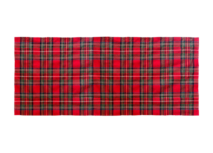 Tovaglia Cucina Soggiorno Misto Cotone Fantasia Tinto In Filo Con Lurex Mod. Natalina Scozzese - Runner - Rosso