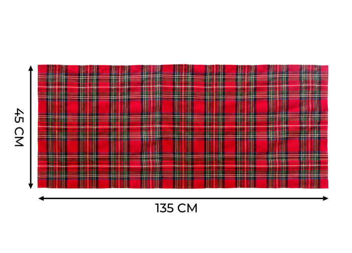 Tovaglia Cucina Soggiorno Misto Cotone Fantasia Tinto In Filo Con Lurex Mod. Natalina Scozzese - Runner - Rosso