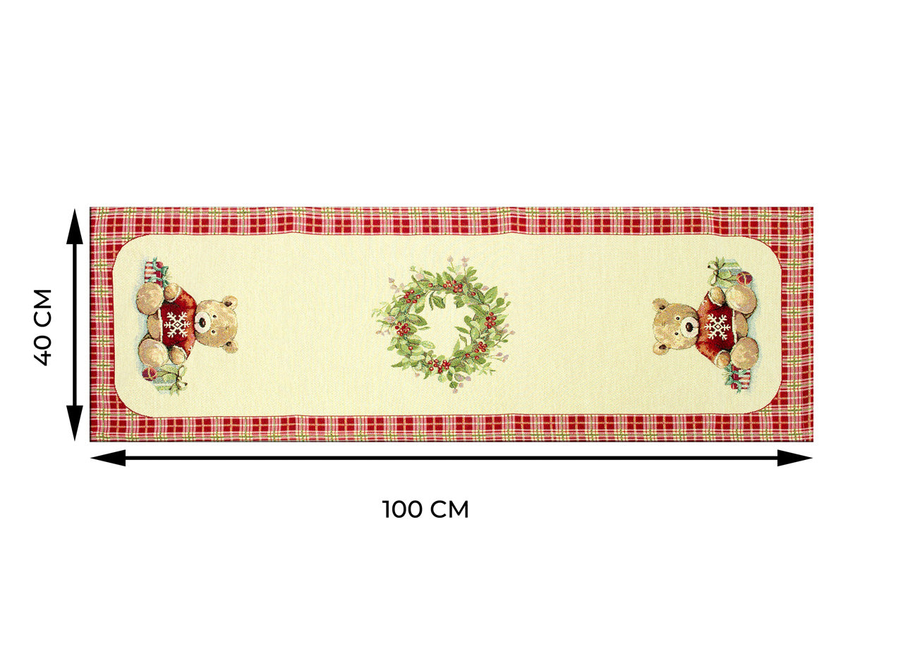 Tovaglia Natale Centrino Runner Tavolo Centrotavola Orsetto 1275 - 40x100 - Orsetto