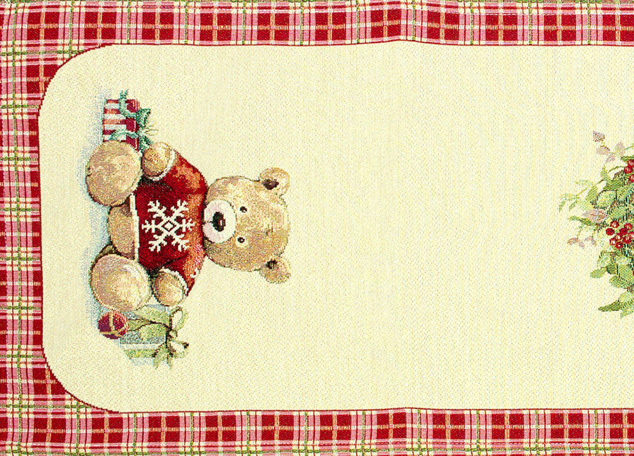 Tovaglia Natale Centrino Runner Tavolo Centrotavola Orsetto 1275 - 40x100 - Orsetto