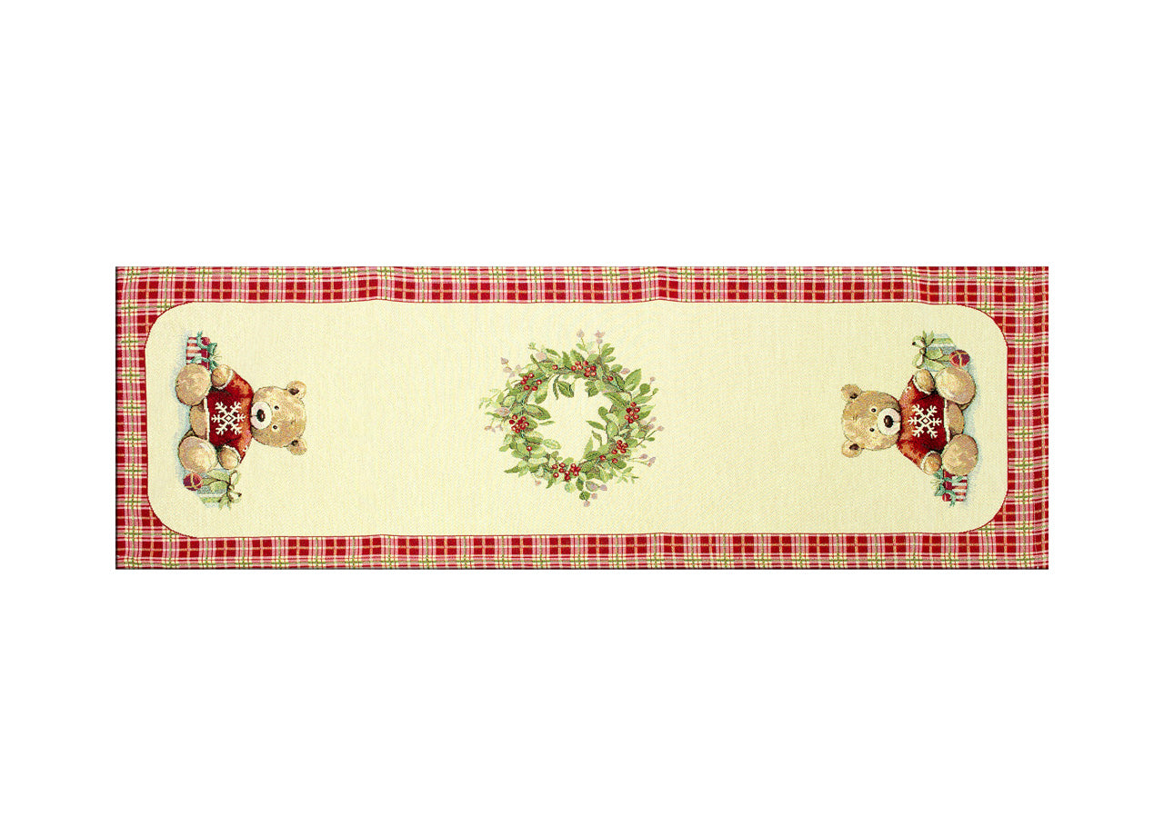 Tovaglia Natale Centrino Runner Tavolo Centrotavola Orsetto 1275 - 40x100 - Orsetto