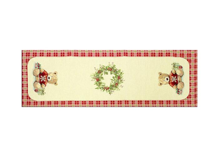 Tovaglia Natale Centrino Runner Tavolo Centrotavola Orsetto 1275 - 40x100 - Orsetto