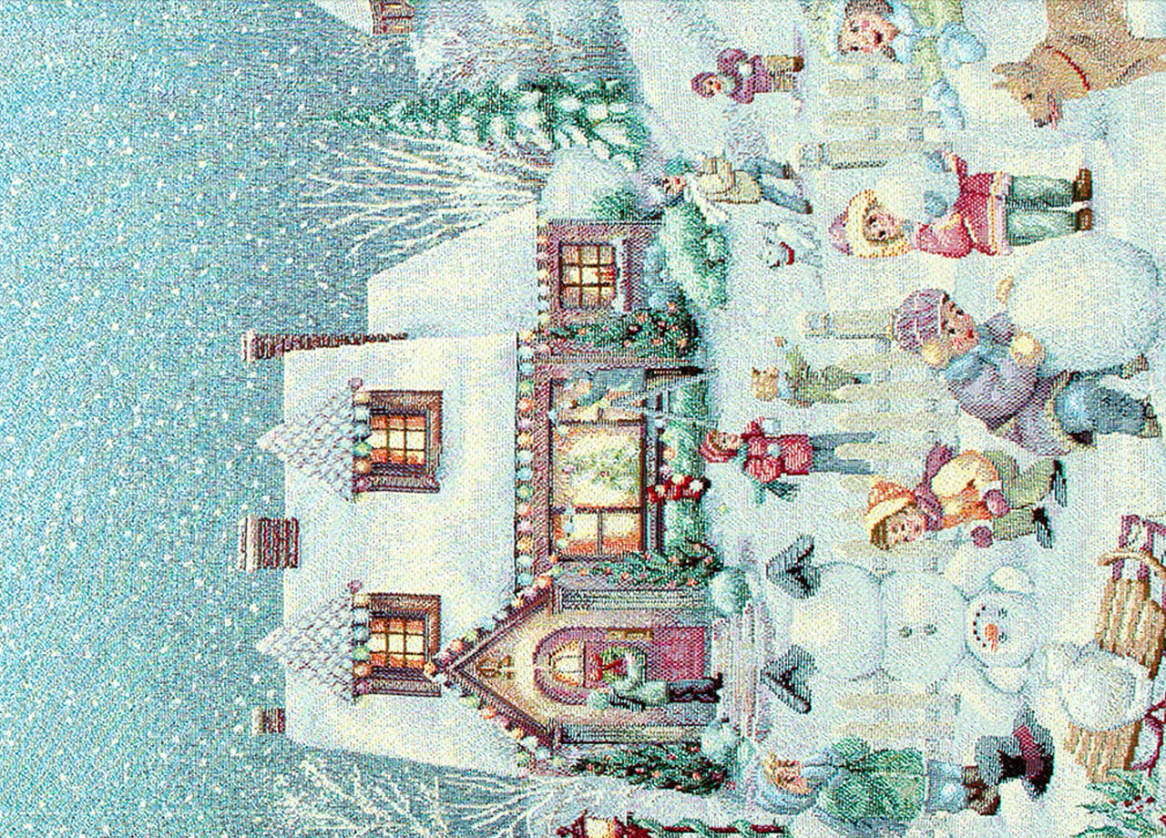 Tovaglia Natale Centrino Runner Tavolo Centrotavola Natalizio Gobelin Paesaggio 1111 - 45x140 - Paesaggio