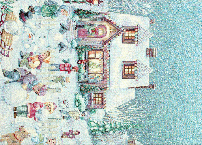 Tovaglia Natale Centrino Runner Tavolo Centrotavola Natalizio Gobelin Paesaggio 1111 - 45x140 - Paesaggio