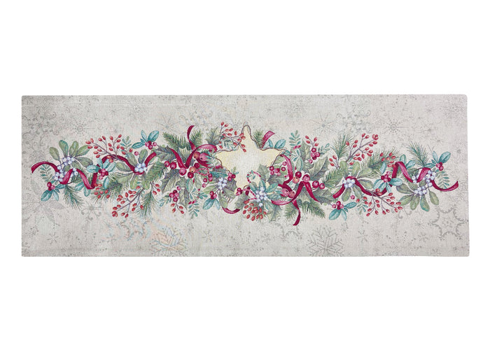 Tovaglia Natale Centrino Runner Centrotavola Natalizio Gobelin Silver Stella 1310 - 45x140 - Silver Stella