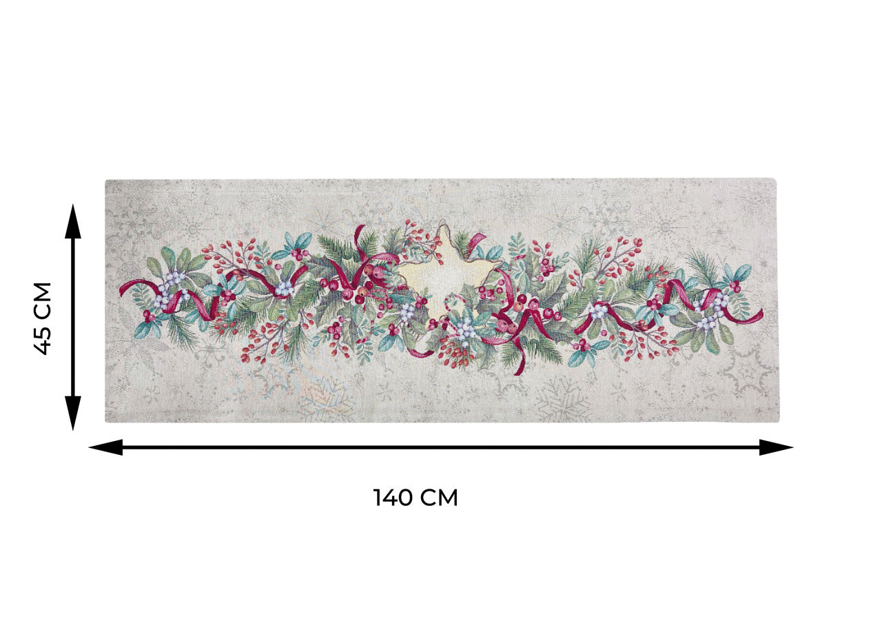 Tovaglia Natale Centrino Runner Centrotavola Natalizio Gobelin Silver Stella 1310 - 45x140 - Silver Stella