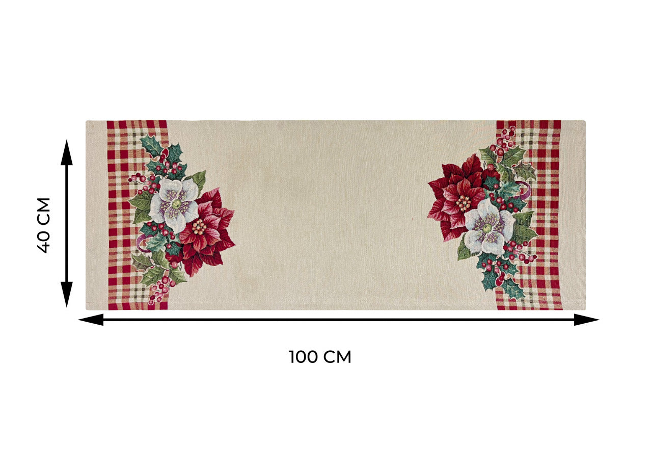 Tovaglia Natale Centrino Runner Centrotavola Natalizio Gobelin Stella Tartan - 40x100 - Stella Tartan