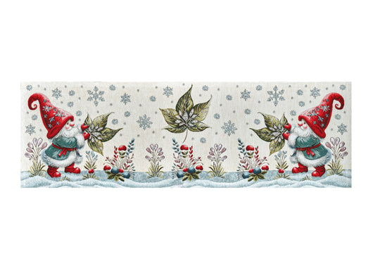 Tovaglia Centrino Runner Tavolo Fantasie Natalizie Centrotavola Cinigliato Made Italy - 40x180 - Elfo Foglia