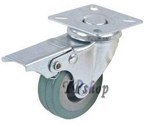 RUOTA GOMMA RIGIDA CON PIASTRA GIREVOLE E FRENO BLOCCO DIAMETRO RUOTA 50x17