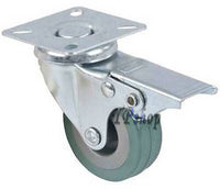 RUOTA GOMMA RIGIDA CON PIASTRA GIREVOLE E FRENO BLOCCO DIAMETRO RUOTA 75x21