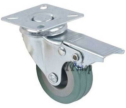 RUOTA GOMMA RIGIDA CON PIASTRA GIREVOLE E FRENO BLOCCO DIAMETRO RUOTA 75x21