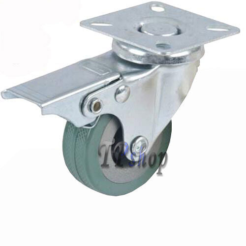 RUOTA GOMMA RIGIDA CON PIASTRA GIREVOLE E FRENO BLOCCO DIAMETRO RUOTA 65x21