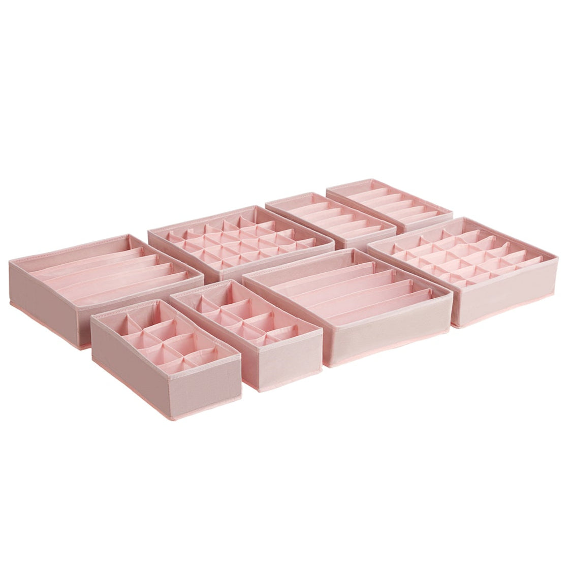 Set di 8 scatole portaoggetti pieghevoli per biancheria intima divisori per cassetti organizer per cassetti per mutandine reggiseni calzini e cravatte rosa 12_0004486
