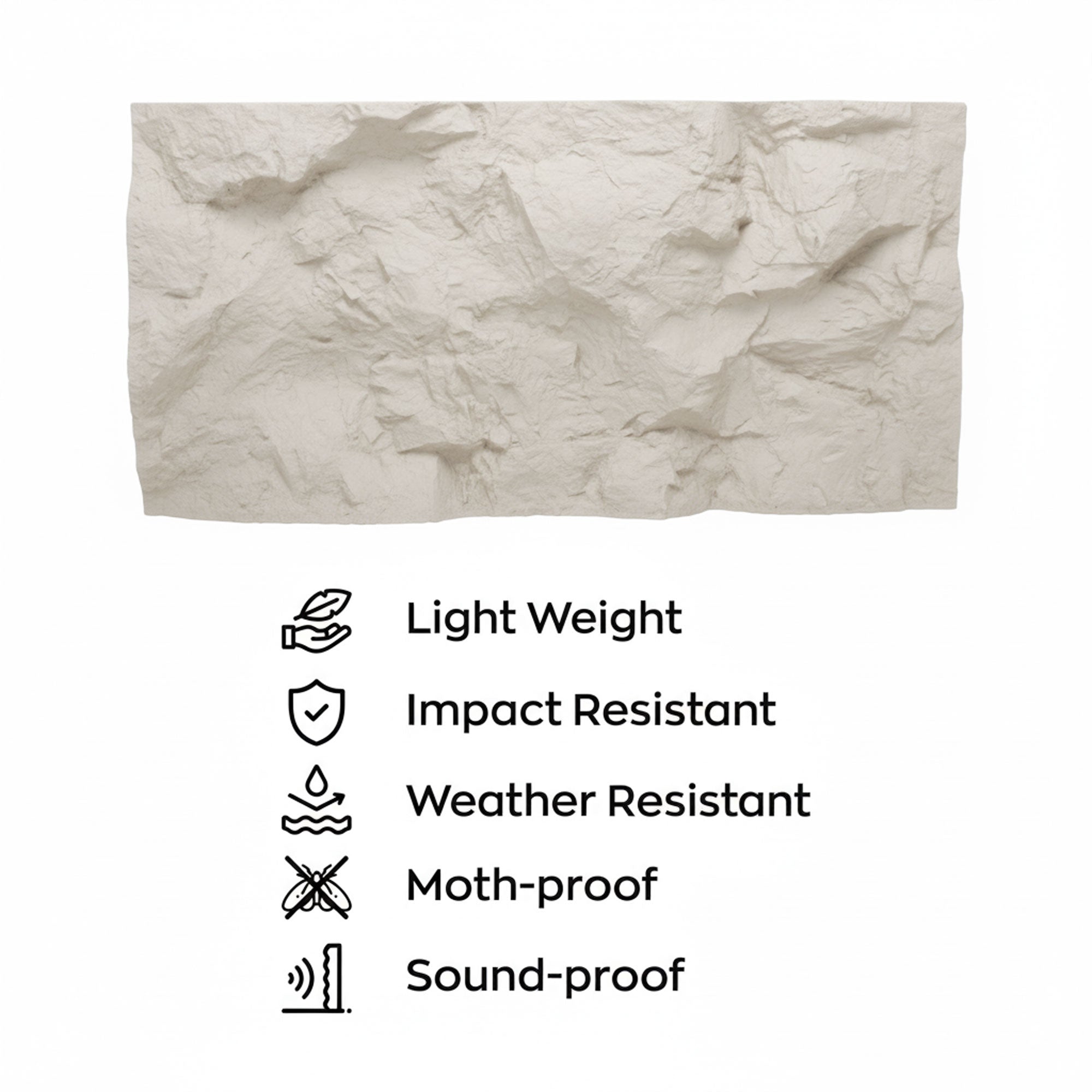 Rushmore - Set 2 pannelli decorativi 3D da parete 120x60x9 cm effetto pietra in PU Cashmere