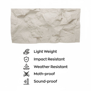 Rushmore - Set 2 pannelli decorativi 3D da parete 120x60x9 cm effetto pietra in PU Cashmere