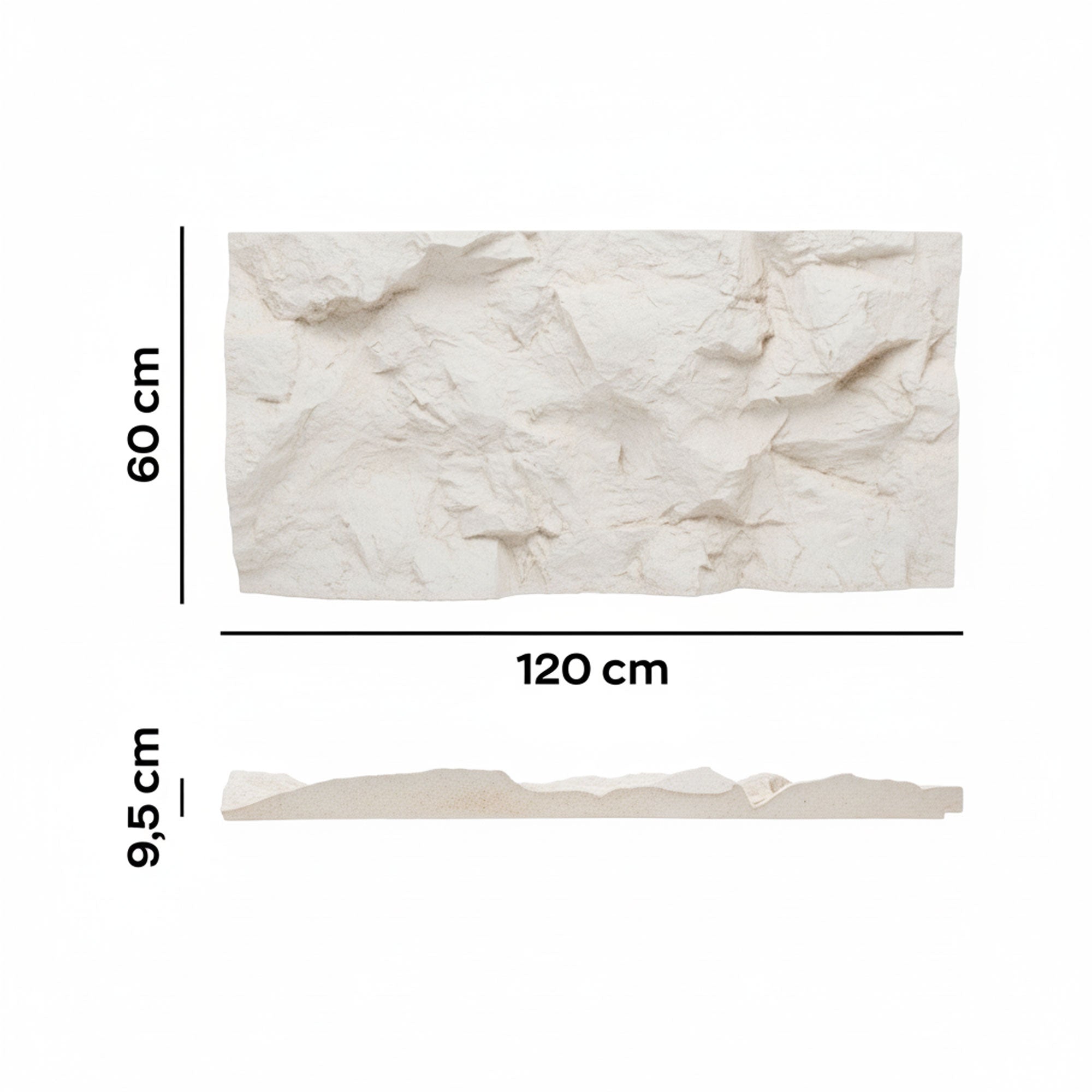 Rushmore - Set 2 pannelli decorativi 3D da parete 120x60x9 cm effetto pietra in PU Cashmere