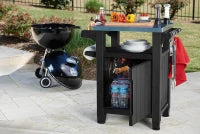 Mobile Supporto Barbecue Unity, 105L, Ripiano in Acciaio, Effetto Legno, 70x54x90H cm
