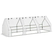 Serra da Giardino a Tunnel in PE con Bordi Allungati e Porte a Cerniera, 270x90x90 cm, Bianco