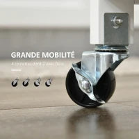 Carrello da Cucina con Ruote, Multi-Archiviazione, Armadio con Porta, Portabottiglie, Ripiani, Cassetto, Bianco