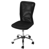 Sedia da Ufficio Ergonomica Senza Braccioli, Sedia per Scrivania in Tessuto Traspirante a Rete, Altezza Regolabile e 5 Ruote, 43x58x90-100 cm, Nero