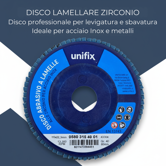 Disco lamellare abrasivo zirconio supporto nylon Ø 115 x 22 mm *** misura Ø 115 x 22 grana 120, confezione 1