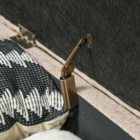 Panca Fondo Letto Imbottita con Spazio Portaoggetti a Scomparsa, in Legno e Poliestere, 110x40x43 cm, Beige