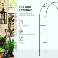 Arco per Rampicanti in Metallo per Giardino ed Esterni, 140x40x240cm, Nero