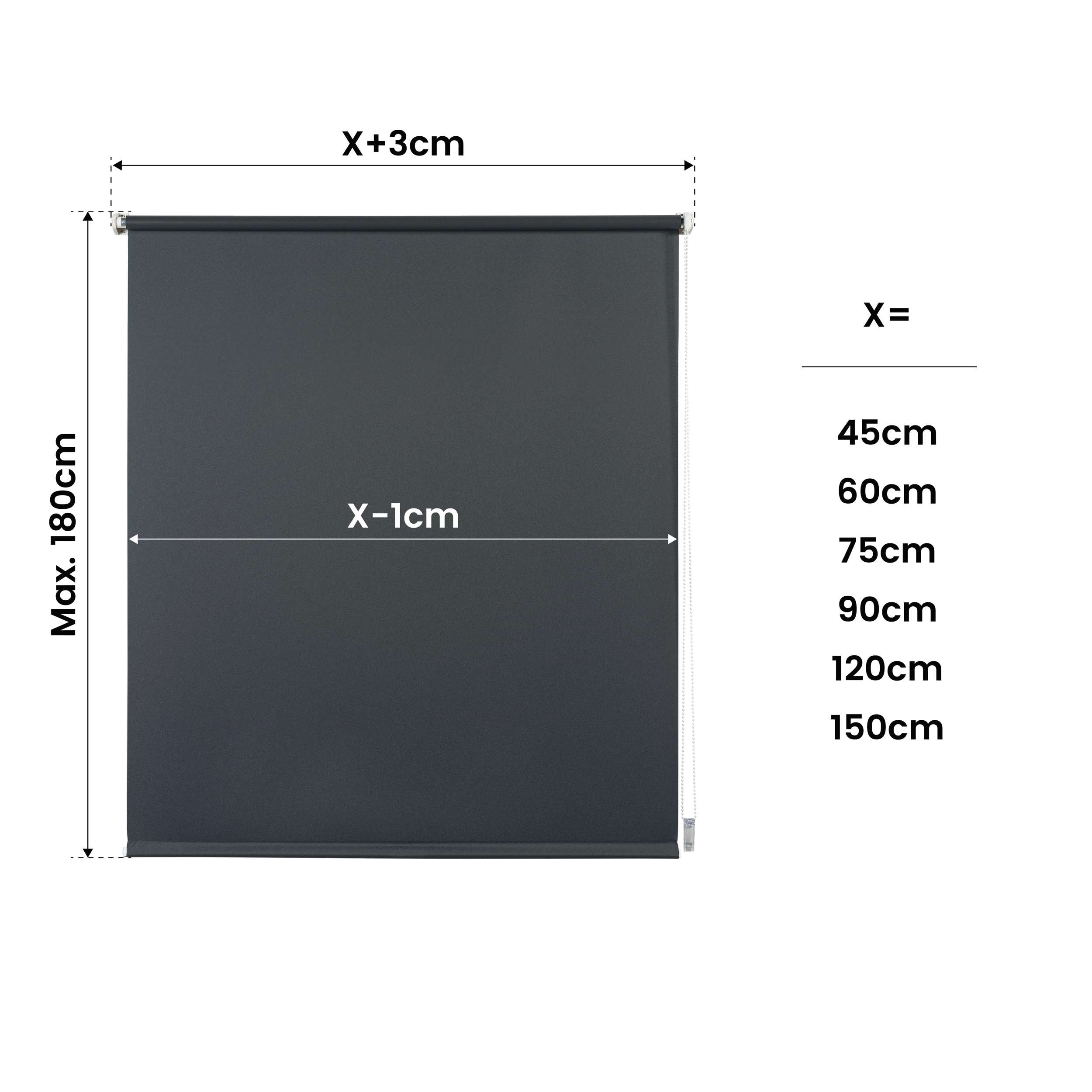 Tenda a Rullo Oscurante installazione senza foratura EasyFix Grigio 75x180 cm