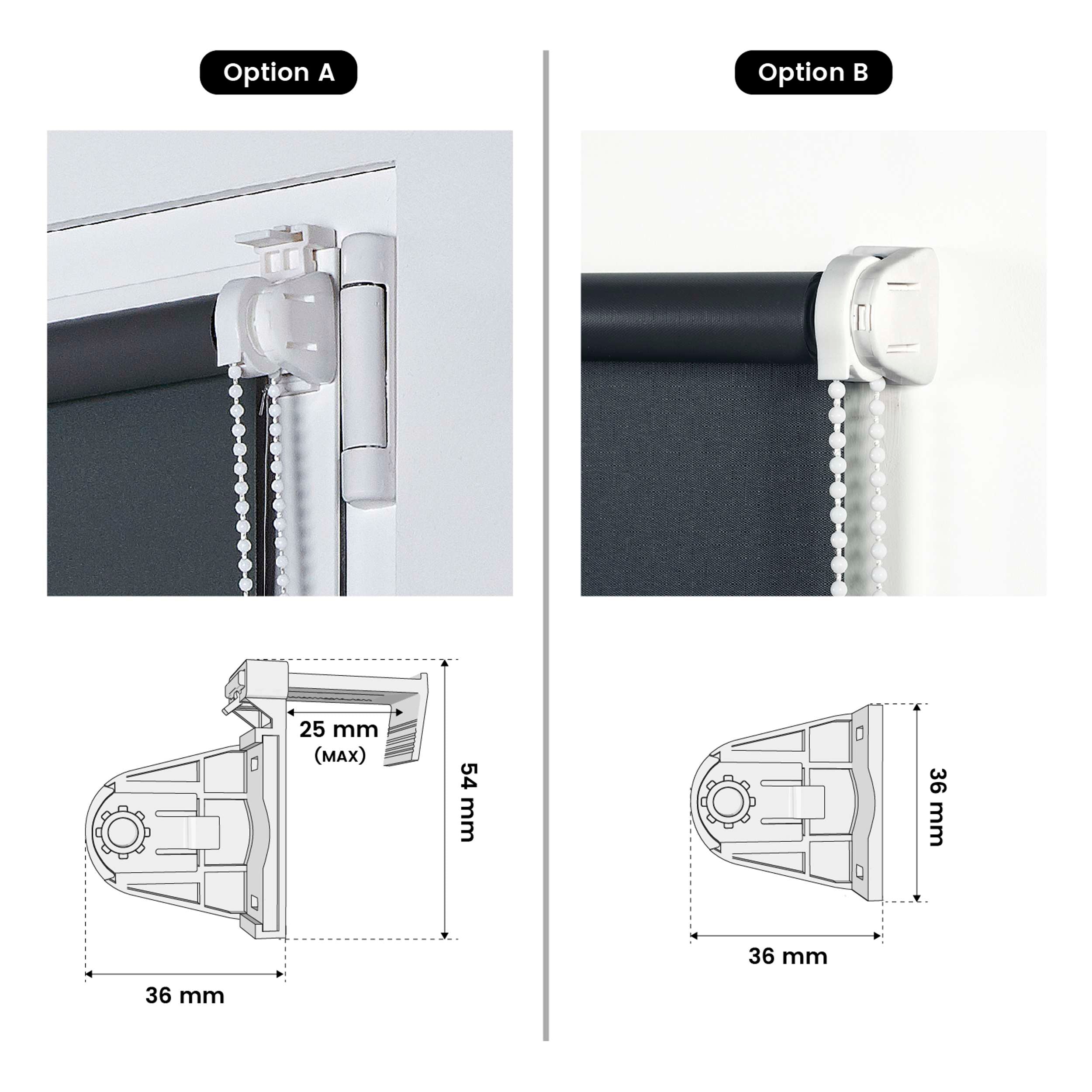 Tenda a Rullo Oscurante installazione senza foratura EasyFix Grigio 90x180 cm