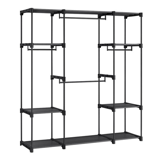 Armadio indipendente 112 x 43 x 165 cm Armadio pieghevole con barra appendiabiti Appendiabiti Organizzatore di stoccaggio Spogliatoio Studio Sala Stabile Nero 12_0003965