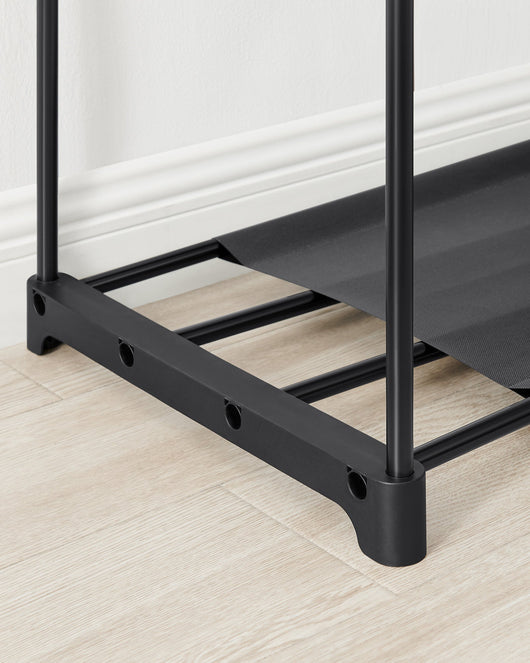 Armadio indipendente 112 x 43 x 165 cm Armadio pieghevole con barra appendiabiti Appendiabiti Organizzatore di stoccaggio Spogliatoio Studio Sala Stabile Nero 12_0003965