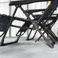 Set 2 Sedie Sdraio a Gravità Zero Pieghevoli con Schienale Regolabile e Tavolino, Grigio