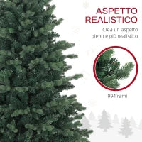 Albero di Natale Artificiale 150 cm Realistico con 994 Rami e Base in Resina, Verde