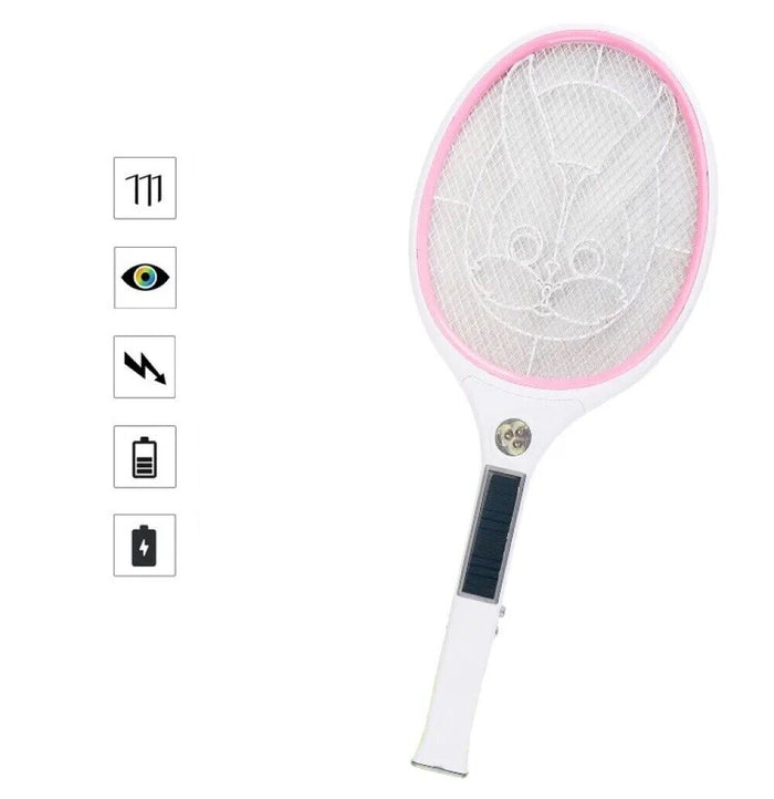 Racchetta fulmina zanzare ricaricabile pannello solare con luce LED QX-905