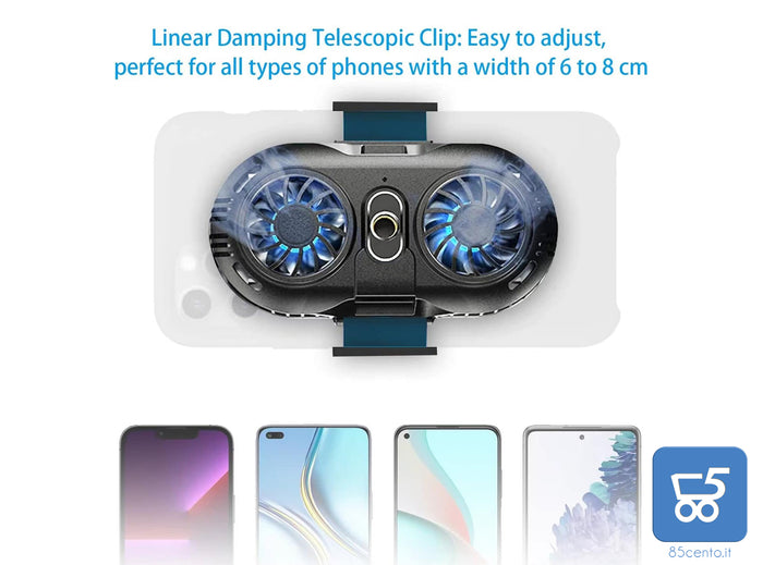 Radiatore per Cellulare con Doppio Chip di Raffreddamento a Semiconduttore per tutti i tipi di cellulare da 4,5 a 7 pollici Live Streaming, Outdoor Vlog, giochi mobili
