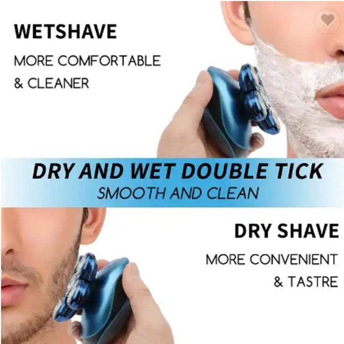 Rasoio Elettrico Ricaricabile 6 Testine Rotanti Viso Testa IPX6 Art.60105