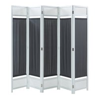 Paravento Pieghevole Dorotea per Interni Separè a 5 Pannelli 200 x 170 cm Bianco / Grigio Scuro [en.casa]