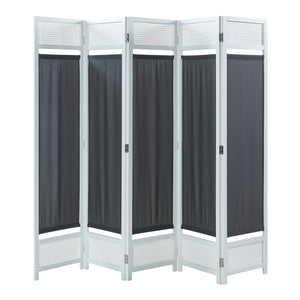 Paravento Pieghevole Dorotea per Interni Separè a 5 Pannelli 200 x 170 cm Bianco / Grigio Scuro [en.casa]